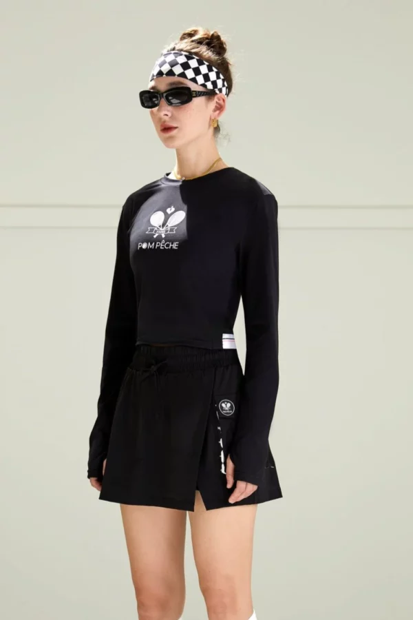 Jenie Black Round Neck Long-Sleeve T-Shirt