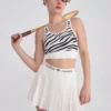 Grevy U Neck Cut Out Cropped Zebra-Pattern Tank Top
