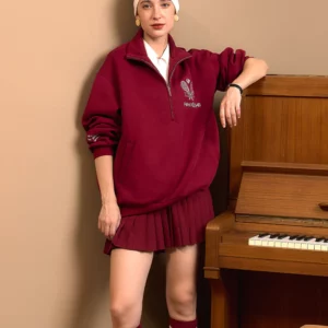 Rudo Unisex Burgundy Red Hoodie 7 Rudo Model 2